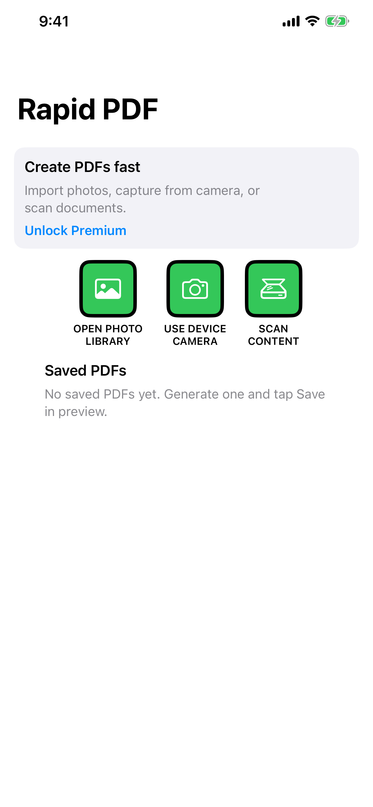 Rapid PDF preview screen 1