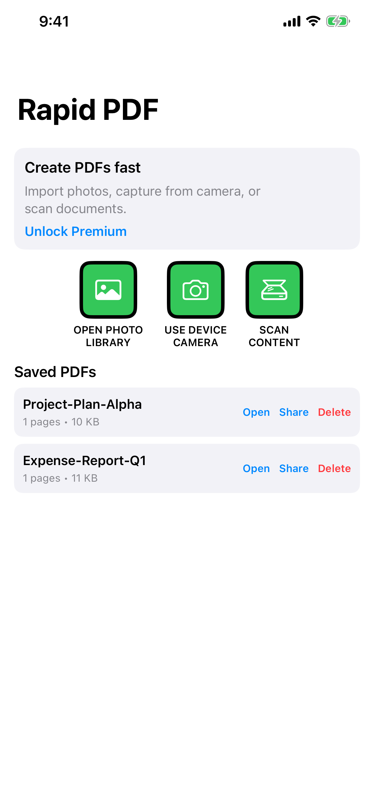Rapid PDF preview screen 2